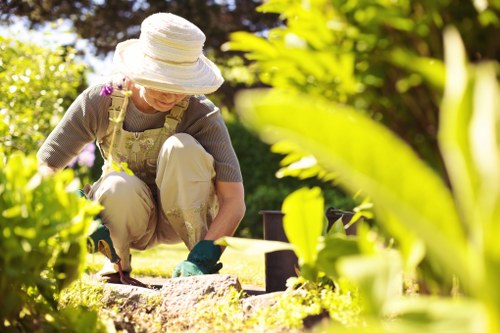 Professional gardener working on a lush Abbey Wood garden